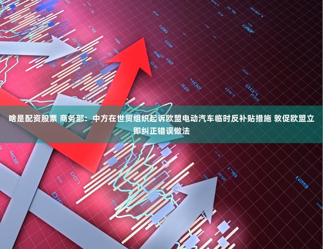 啥是配资股票 商务部：中方在世贸组织起诉欧盟电动汽车临时反补贴措施 敦促欧盟立即纠正错误做法